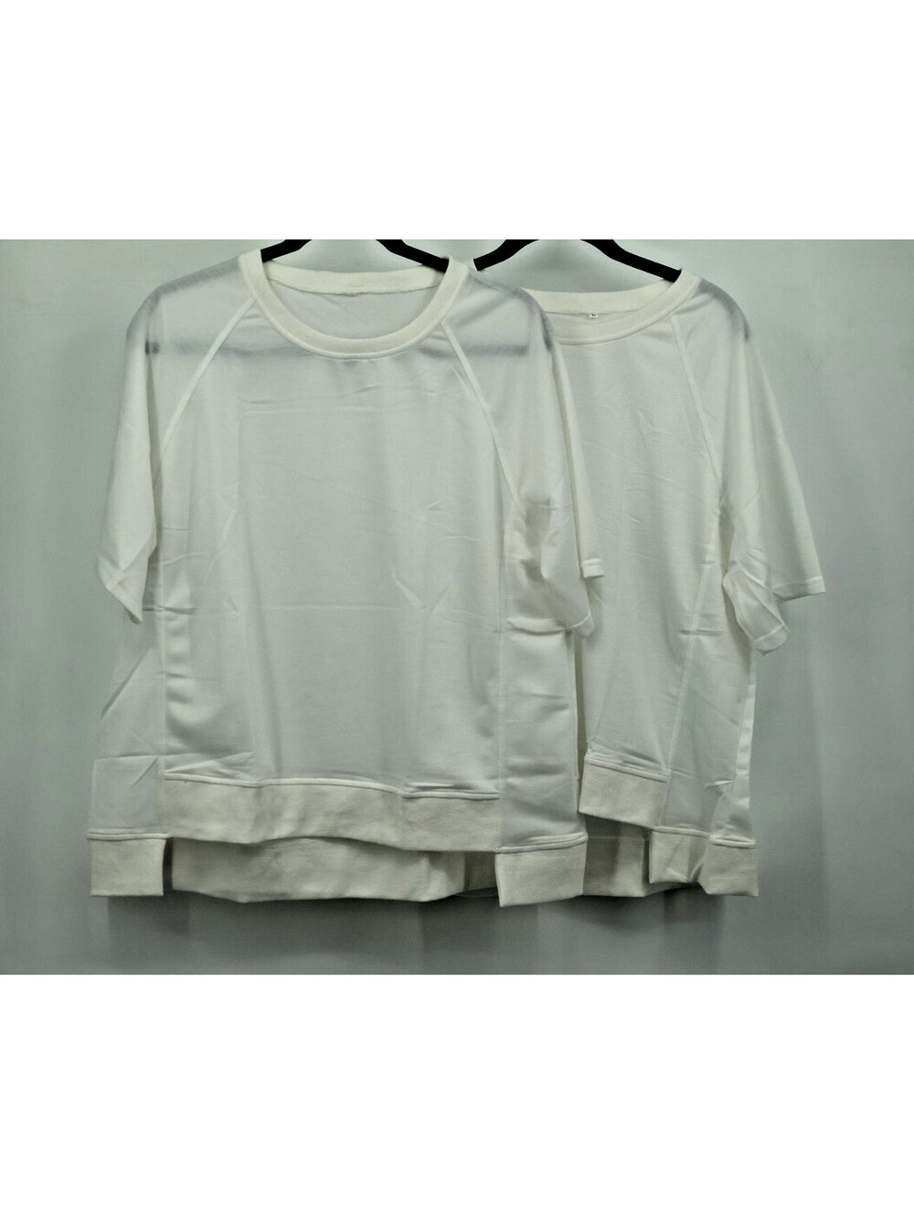 Lot of 2 Women's White Short Sleeve Top Blouse Oversized Relaxed Fit T-Shirt L